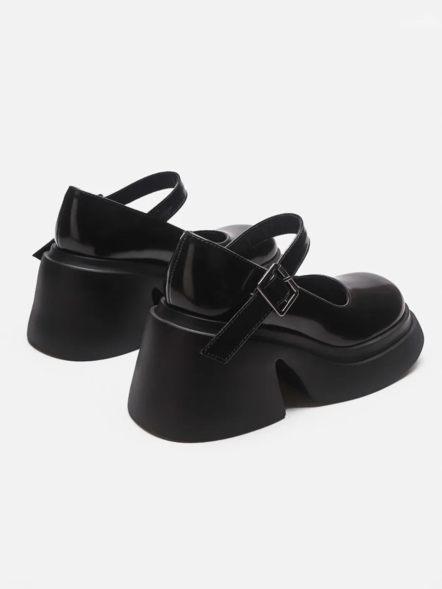 Solid Color Ankle Strap Platform Pumps