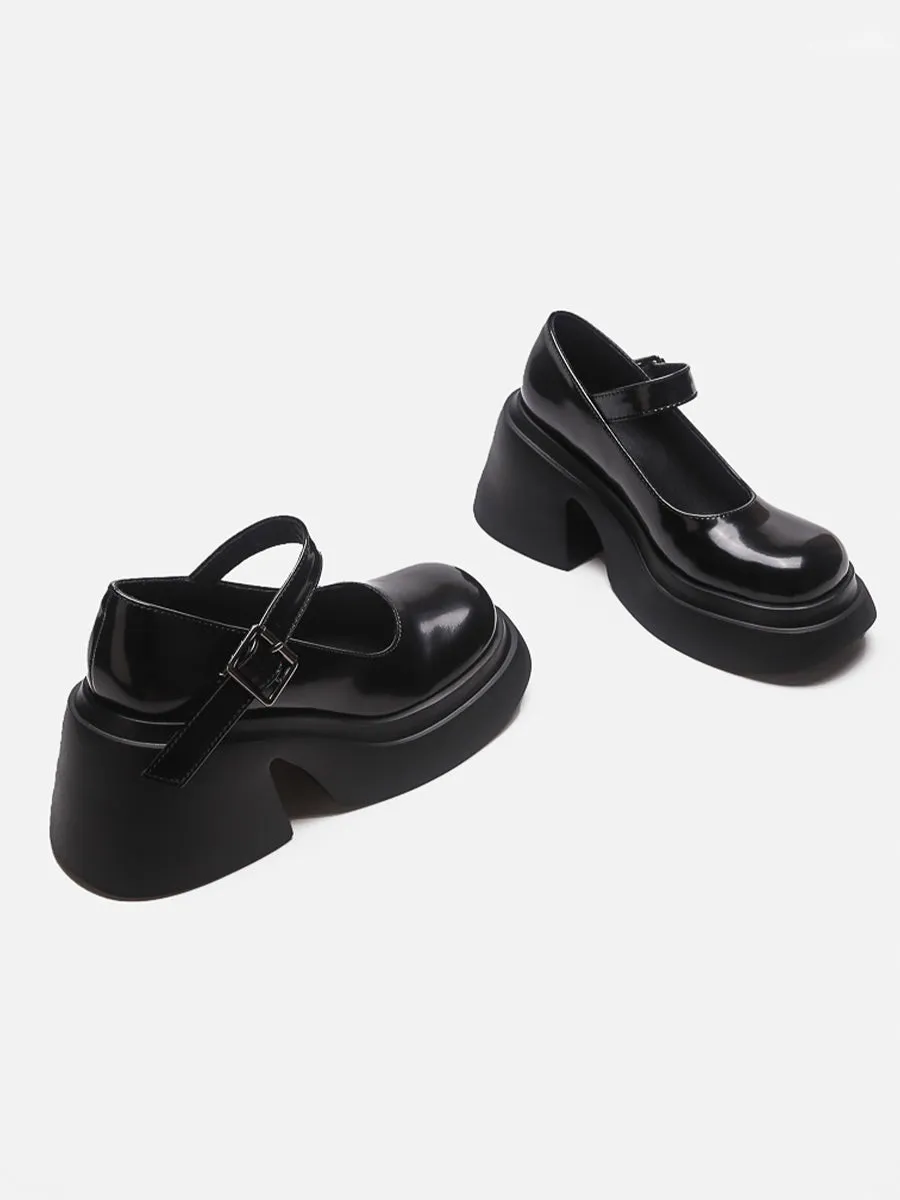 Solid Color Ankle Strap Platform Pumps