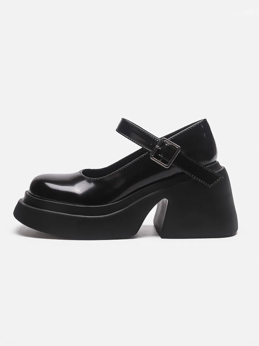 Solid Color Ankle Strap Platform Pumps