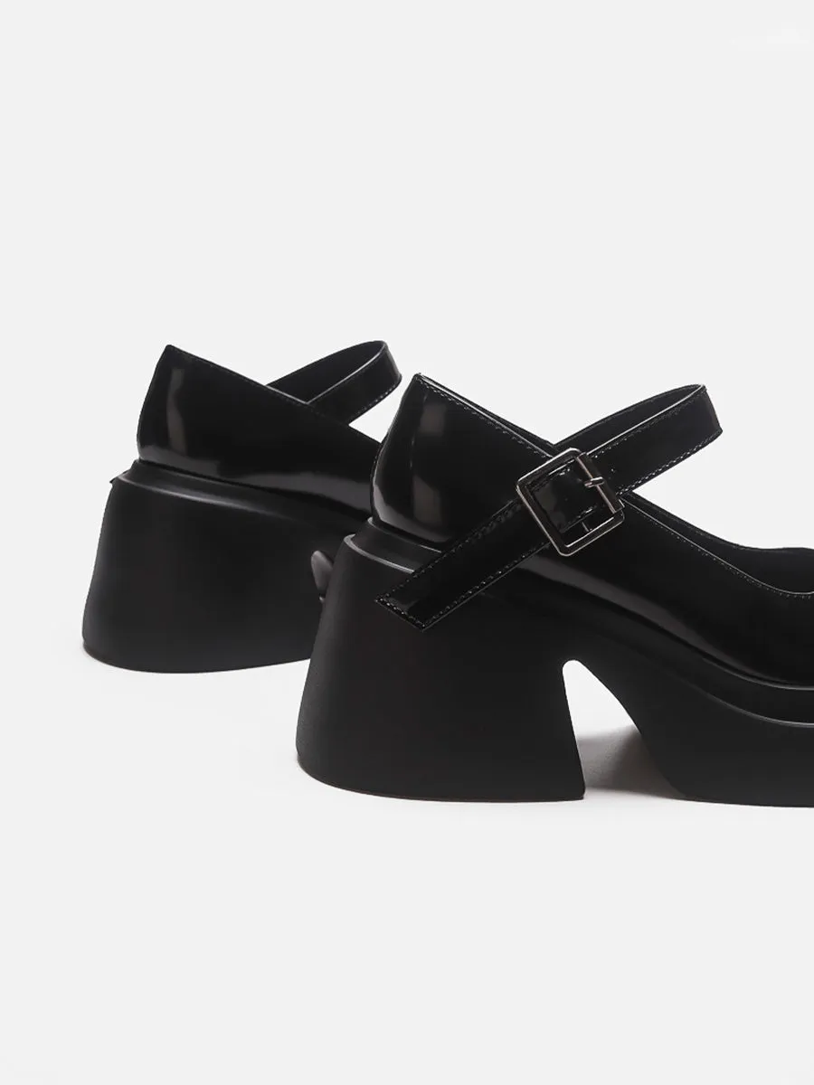 Solid Color Ankle Strap Platform Pumps