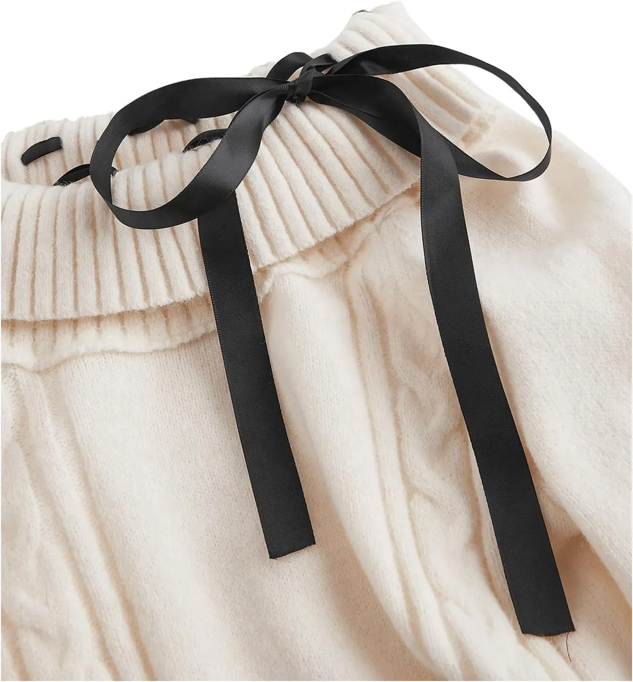 SOLY HUX Women's Off The Shoulder Sweater Dress Bowknot Knit Mini Dresses Bodycon Long Sleeve Sweater Dress 2024 Trendy