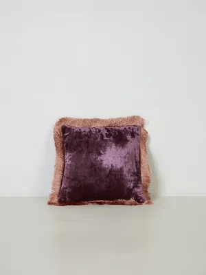 Square Cushion 27x27 - Grape with Peach Rose Fringe