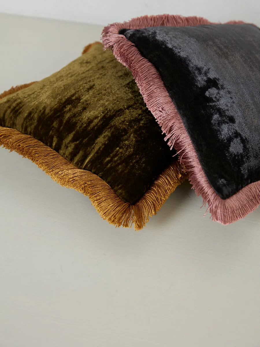 Square Cushion 27x27 - Nightshade with Plum Fringe