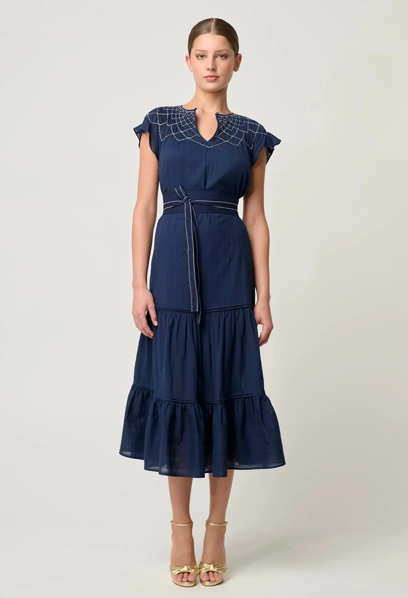 St Lucia Cotton Stripe Smocked Dress