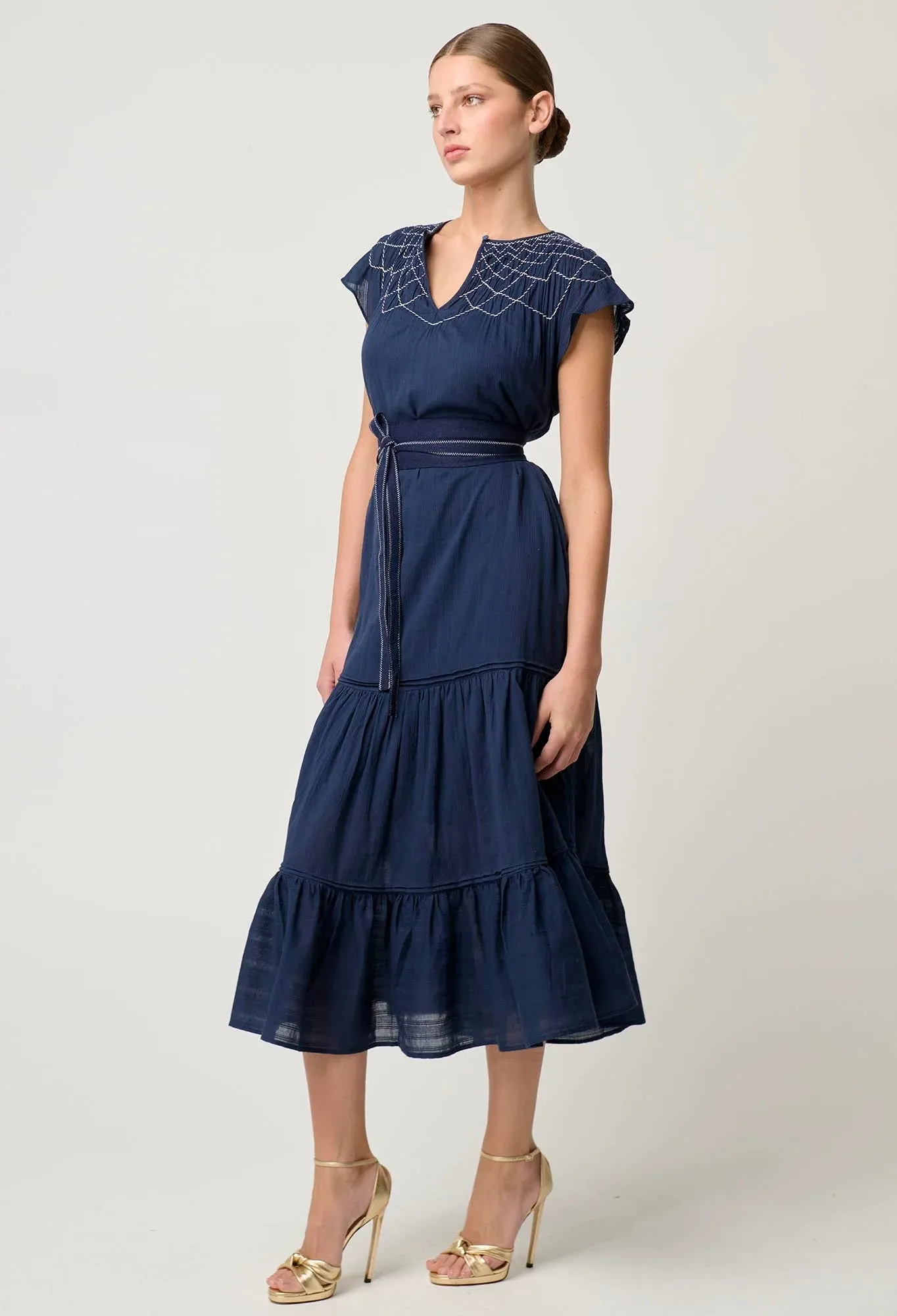 St Lucia Cotton Stripe Smocked Dress