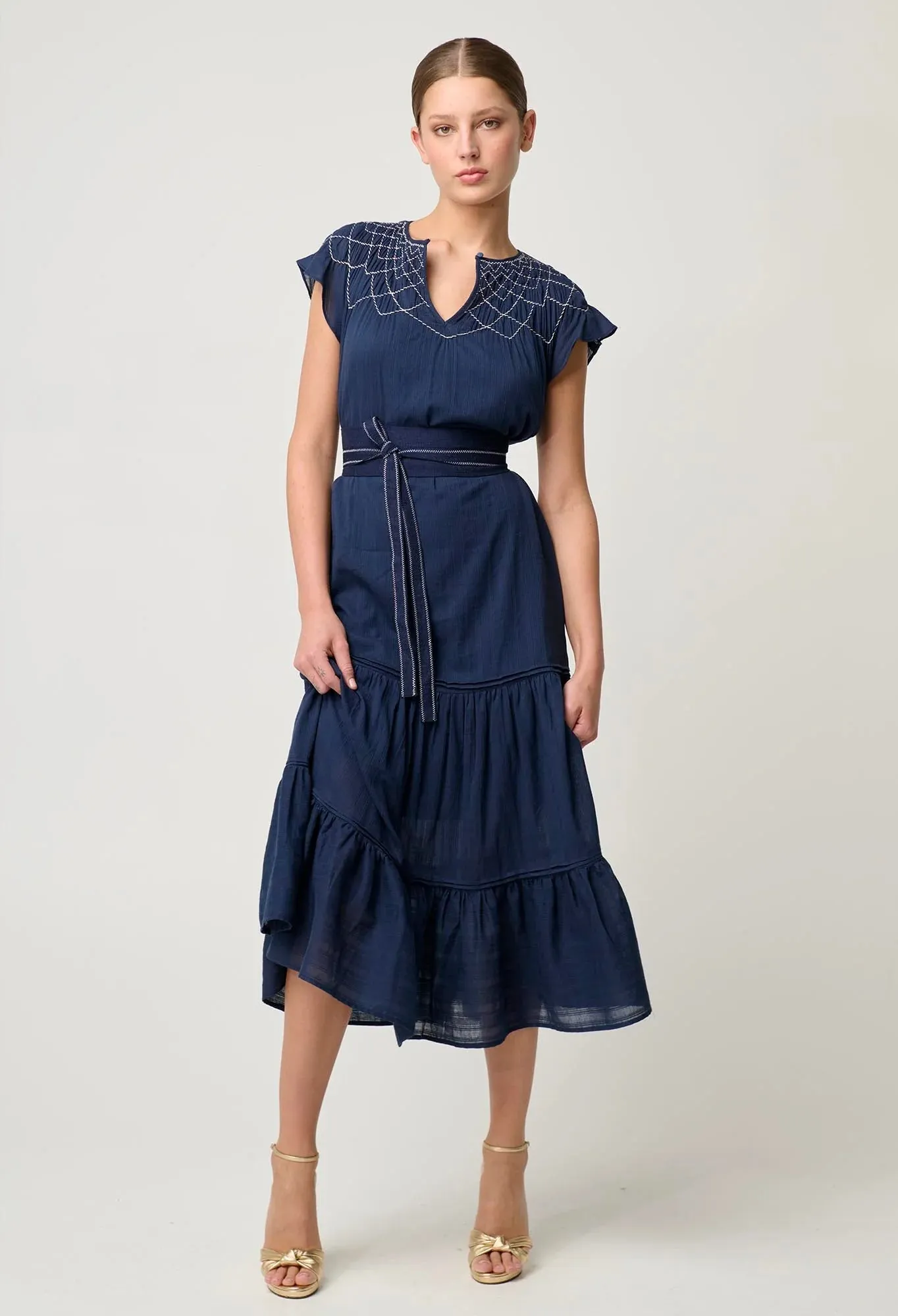 St Lucia Cotton Stripe Smocked Dress
