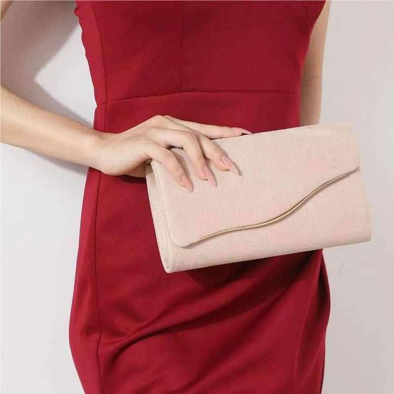 Suede Women's Evening Bag French Simple Clutch Purses