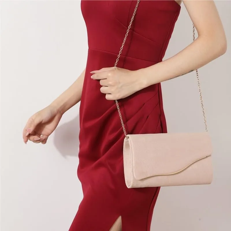 Suede Women's Evening Bag French Simple Clutch Purses