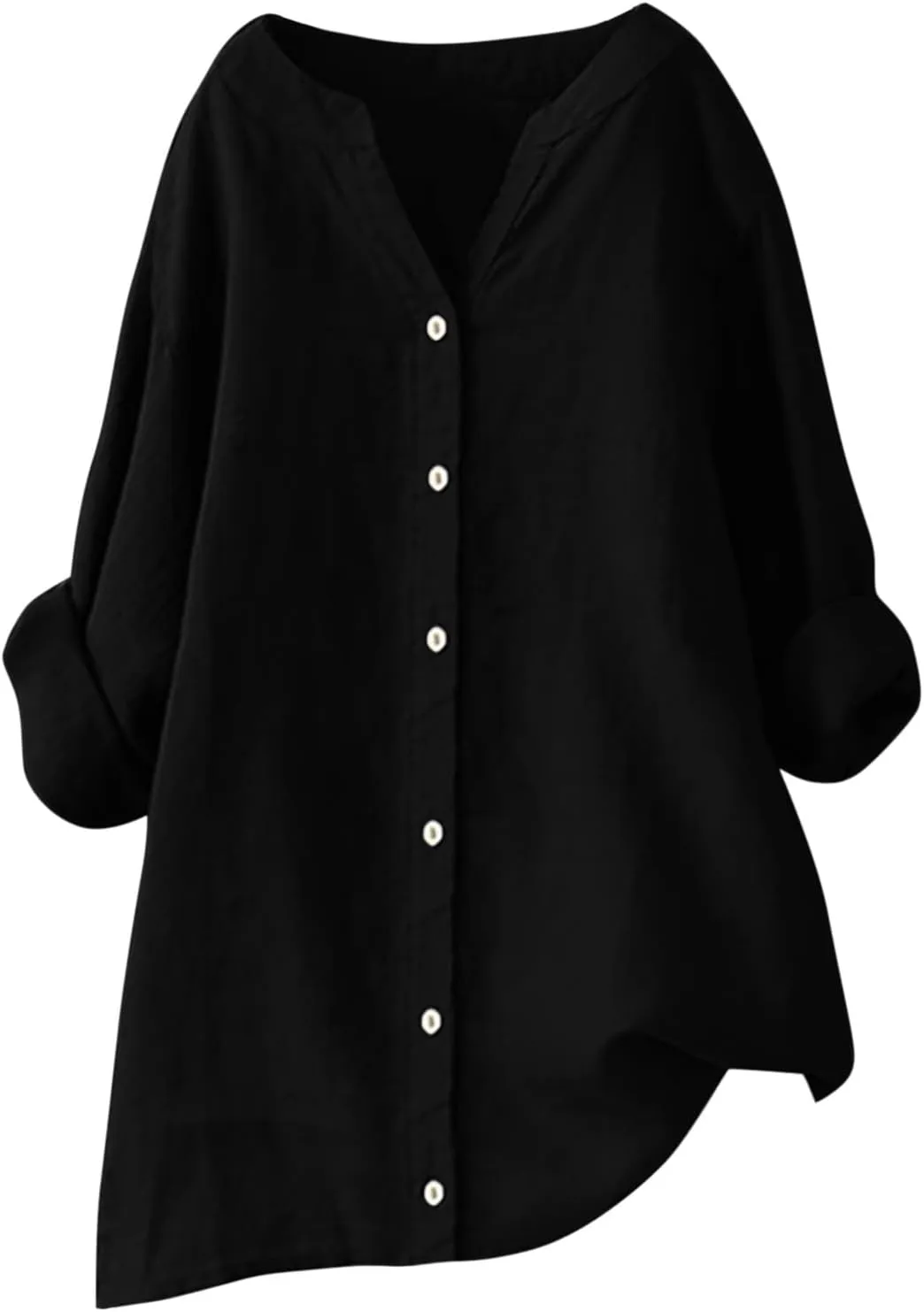 Summer Tops for Women 2025 Trendy Long Sleeve Cotton Linen Shirt Casual Button Down V Neck Tunic Gauze Blouses