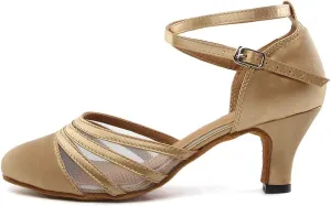 SWDZM Women's Latin Ballroom Dance Shoes Closed Toe Smooth Salsa Practice Performance Dancing Shoes