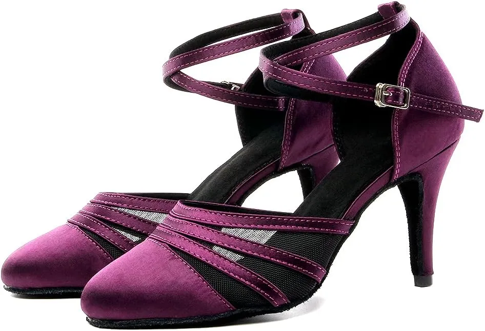SWDZM Women's Latin Ballroom Dance Shoes Closed Toe Smooth Salsa Practice Performance Dancing Shoes