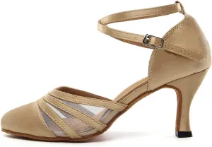 SWDZM Women's Latin Ballroom Dance Shoes Closed Toe Smooth Salsa Practice Performance Dancing Shoes