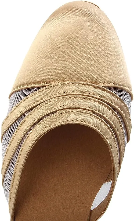 SWDZM Women's Latin Ballroom Dance Shoes Closed Toe Smooth Salsa Practice Performance Dancing Shoes