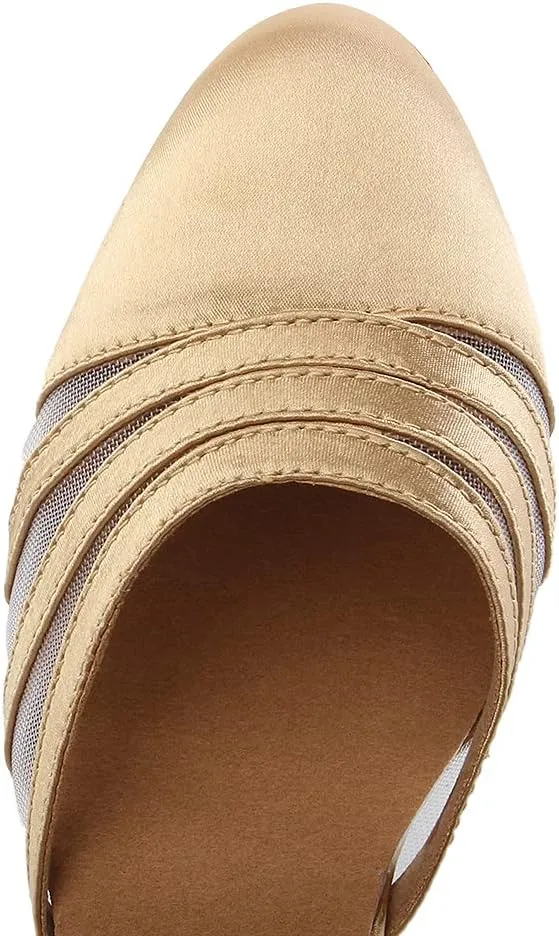 SWDZM Women's Latin Ballroom Dance Shoes Closed Toe Smooth Salsa Practice Performance Dancing Shoes