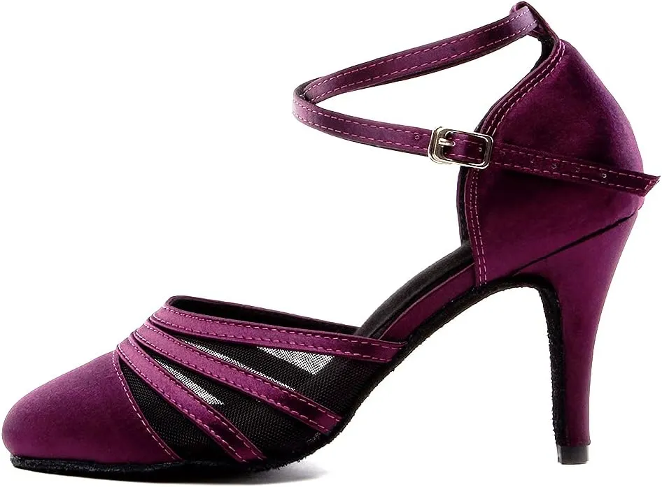 SWDZM Women's Latin Ballroom Dance Shoes Closed Toe Smooth Salsa Practice Performance Dancing Shoes