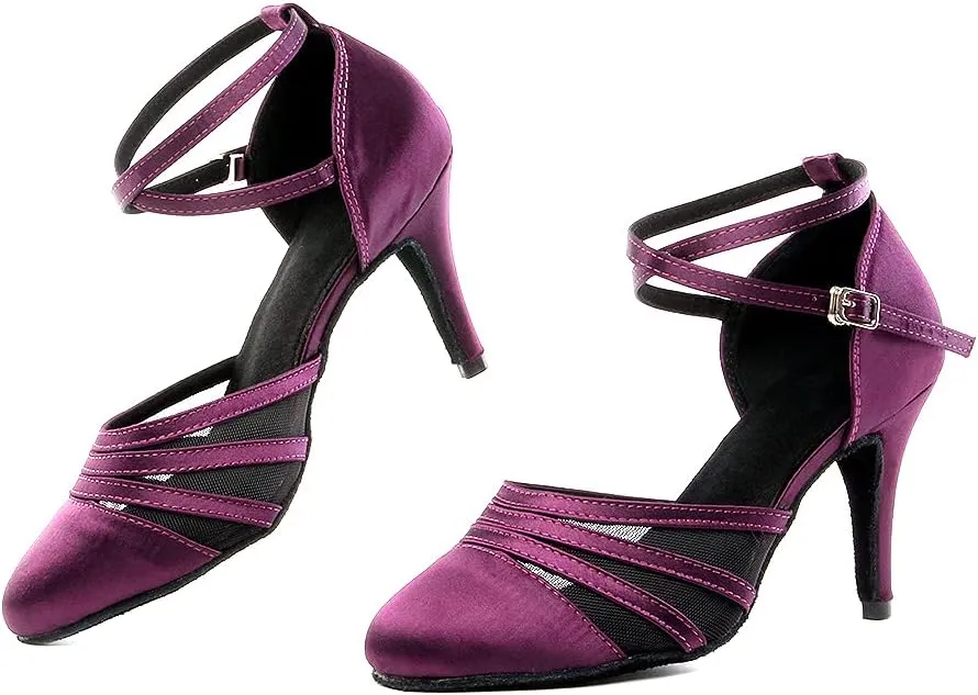 SWDZM Women's Latin Ballroom Dance Shoes Closed Toe Smooth Salsa Practice Performance Dancing Shoes