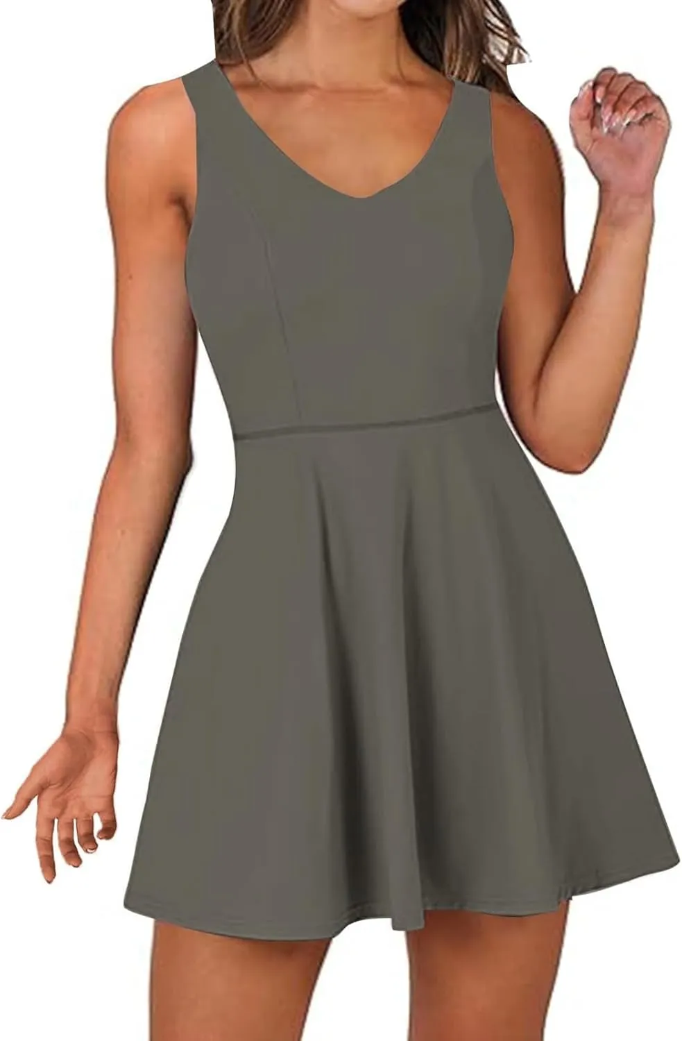 Tennis Dress for Women Sleeveless Active Sporty Tank Dress Athletic Romper Mini Dresses Backless Empire Waist Dresses