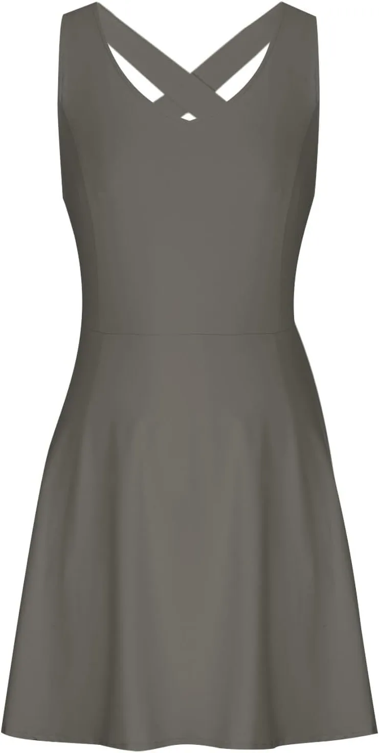 Tennis Dress for Women Sleeveless Active Sporty Tank Dress Athletic Romper Mini Dresses Backless Empire Waist Dresses