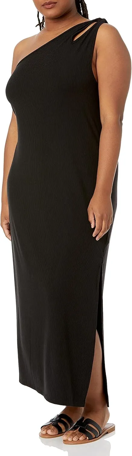 The Drop Women's Mickey Loose-fit One-Shoulder Cutout Rib Knit Maxi Dress