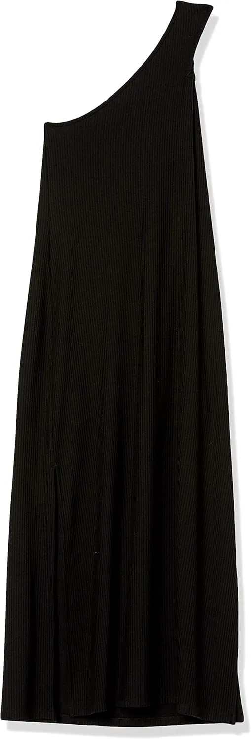 The Drop Women's Mickey Loose-fit One-Shoulder Cutout Rib Knit Maxi Dress
