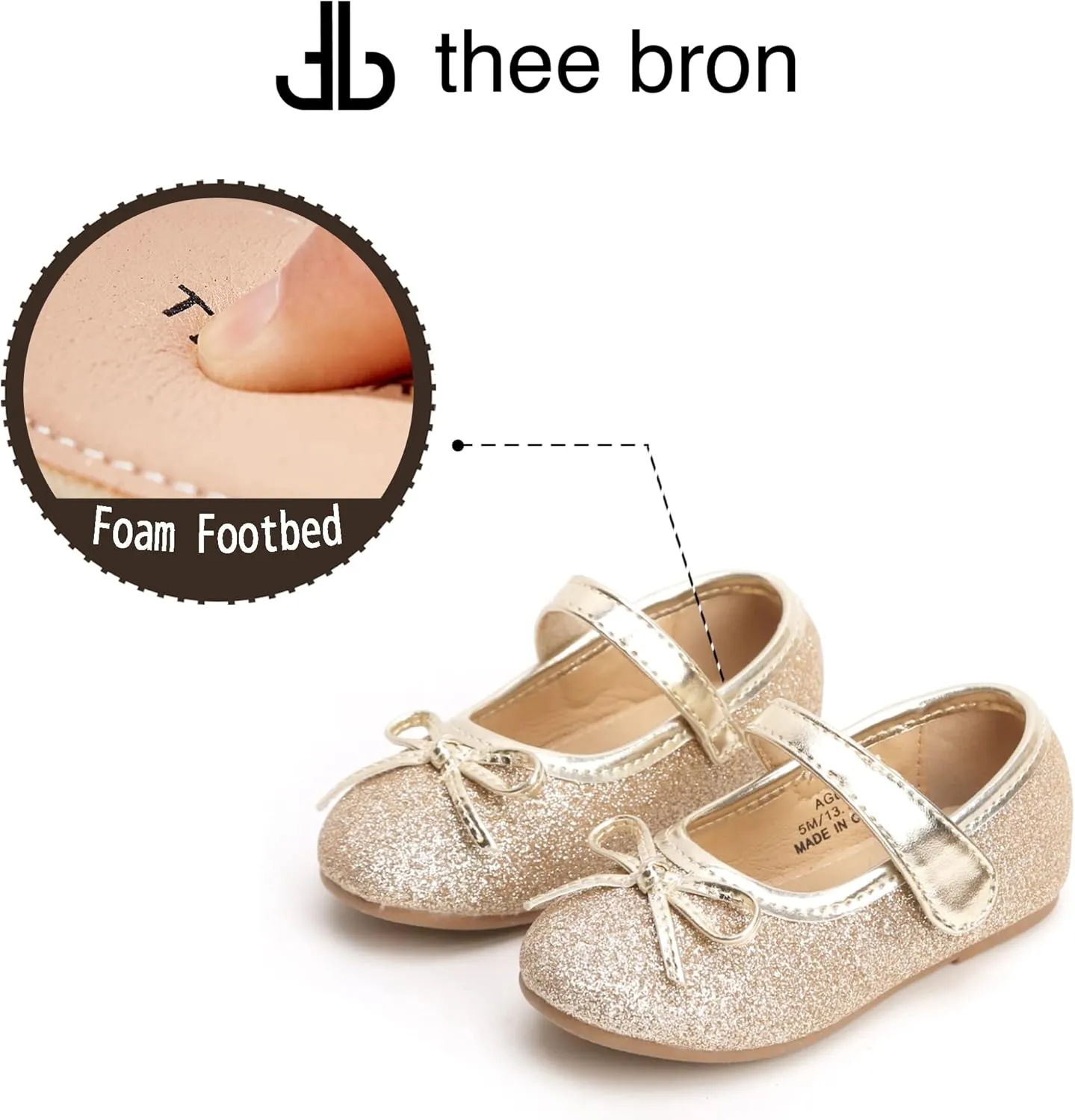 THEE BRON Toddler/Little Girl Mary Jane Flats Princess Dress Shoes