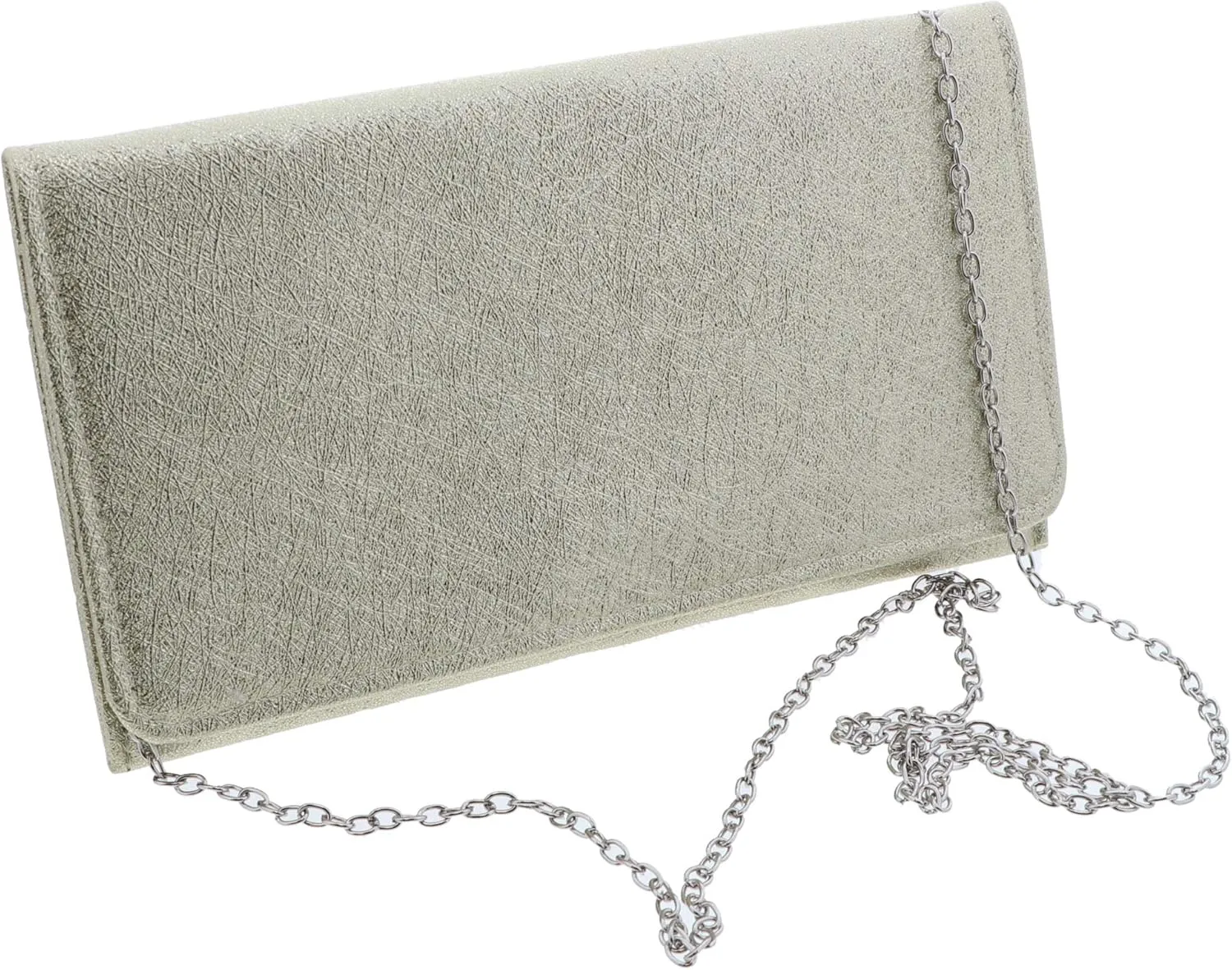 Thin Clutch with Sparkle Simple Evening Purse with Chain
