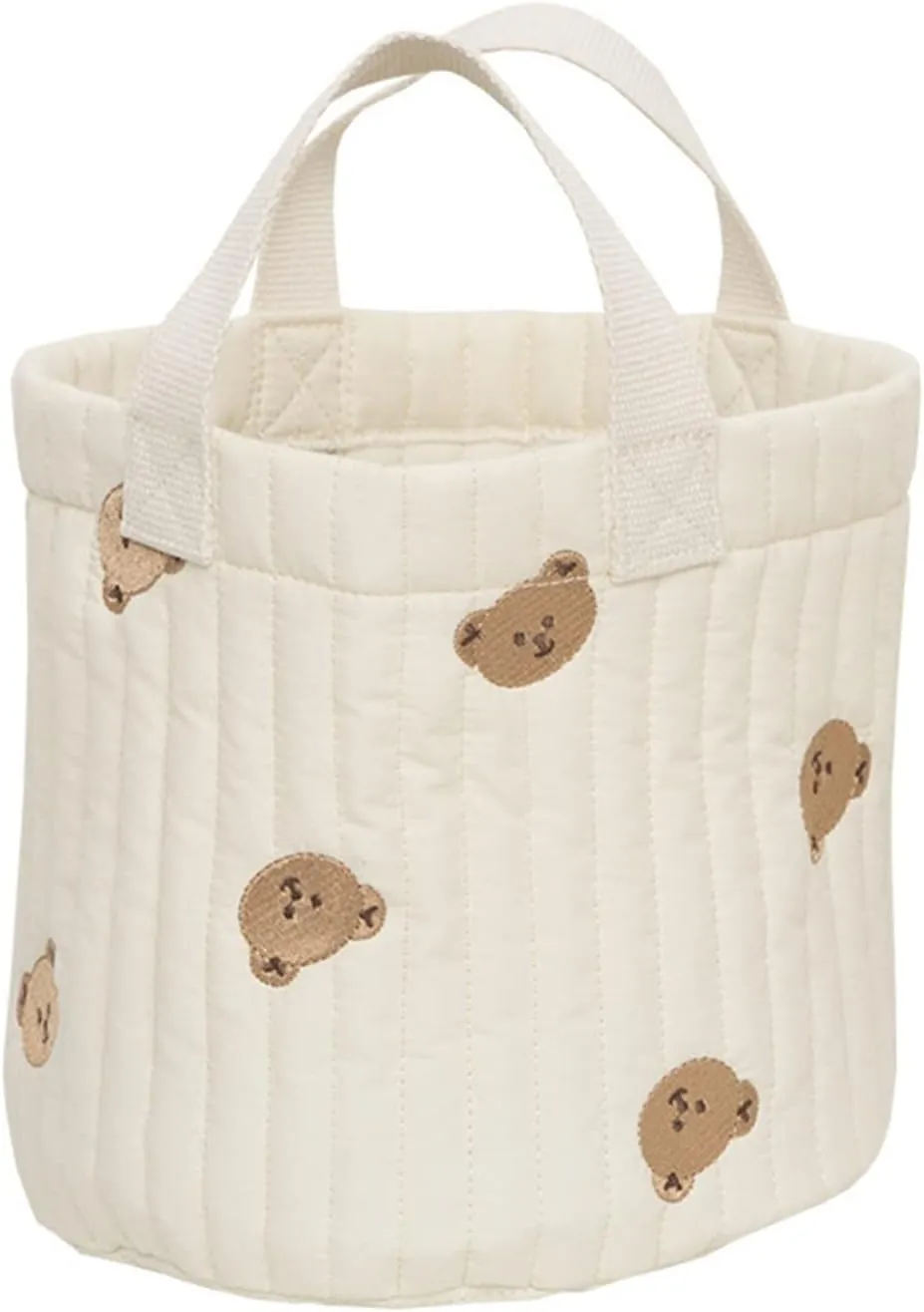 Toiletry Quilting Women Cotton Handbag Bear Floral Print Cute Books Shoulder Zipper Large Tote Soft Cloth Shopping Bags