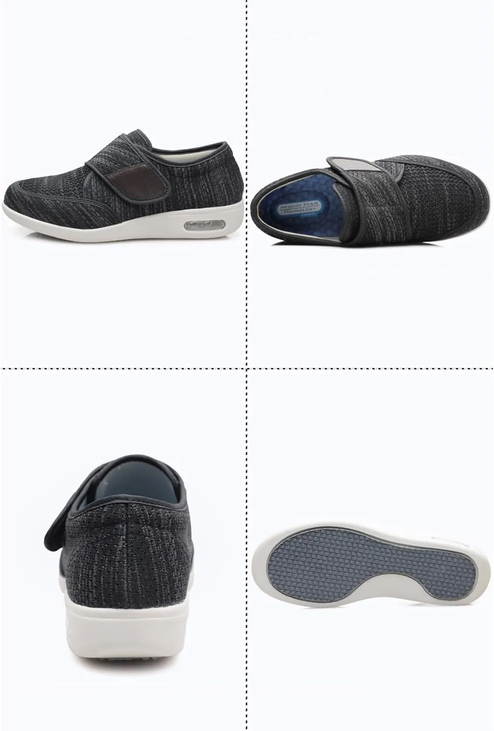 TOSOFT Men's Comfort And Cushiony Diabetic Shoes Wide Feet Flats Orthopedic Slippers Walking Shoes For Elderly Men Sneakers