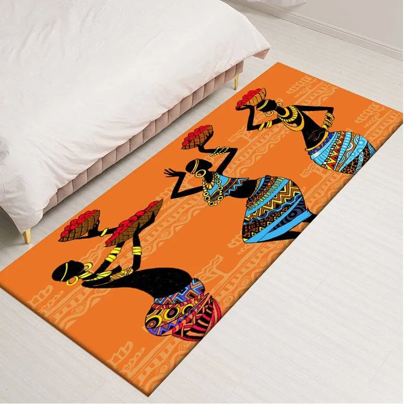 Tradition African Woman Pattern Area Rugs Soft Flannel Home Decor Kitchen Mat