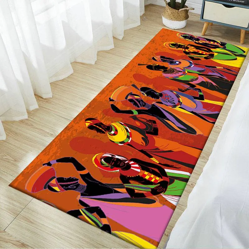 Tradition African Woman Pattern Area Rugs Soft Flannel Home Decor Kitchen Mat