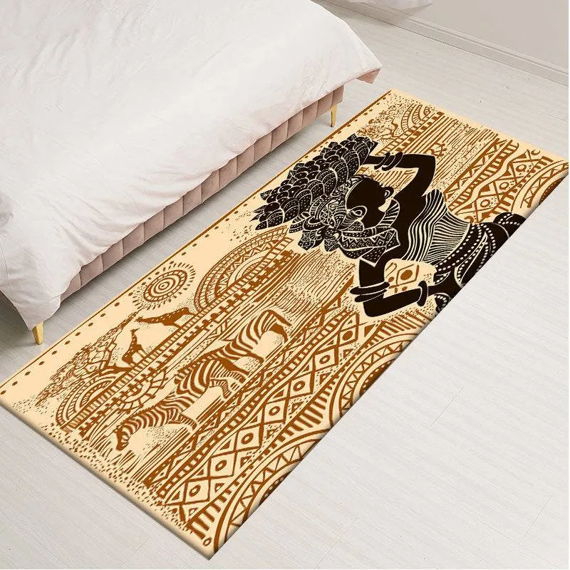 Tradition African Woman Pattern Area Rugs Soft Flannel Home Decor Kitchen Mat