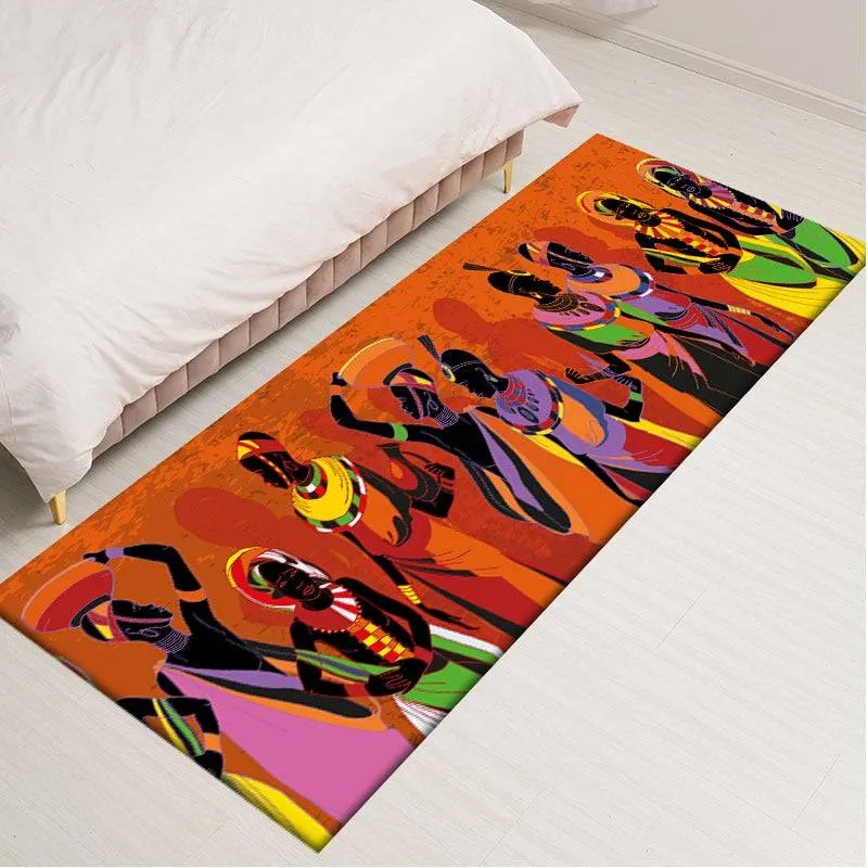 Tradition African Woman Pattern Area Rugs Soft Flannel Home Decor Kitchen Mat