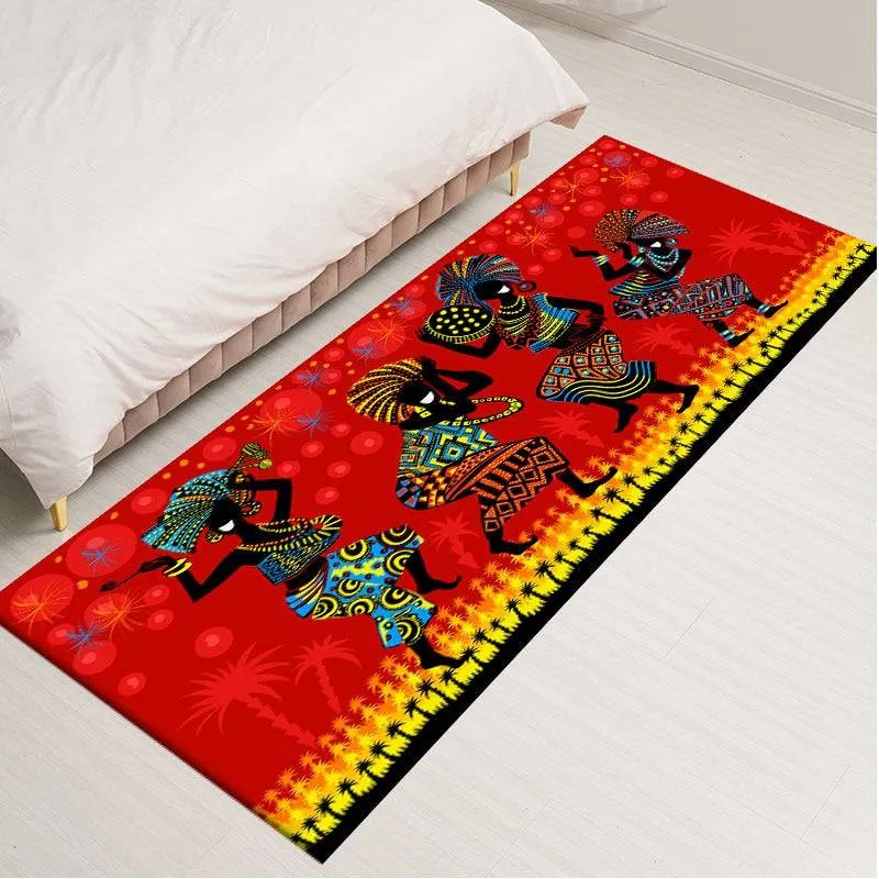 Tradition African Woman Pattern Area Rugs Soft Flannel Home Decor Kitchen Mat