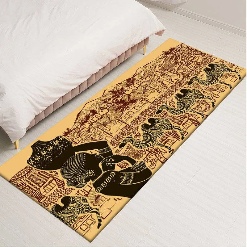 Tradition African Woman Pattern Area Rugs Soft Flannel Home Decor Kitchen Mat