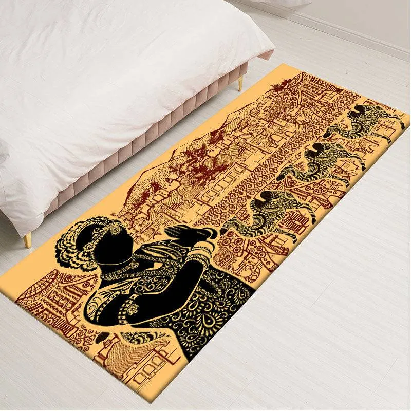 Tradition African Woman Pattern Area Rugs Soft Flannel Home Decor Kitchen Mat