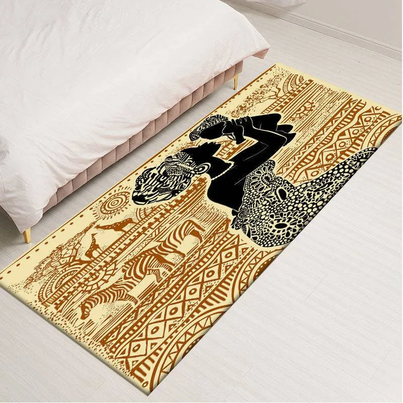 Tradition African Woman Pattern Area Rugs Soft Flannel Home Decor Kitchen Mat