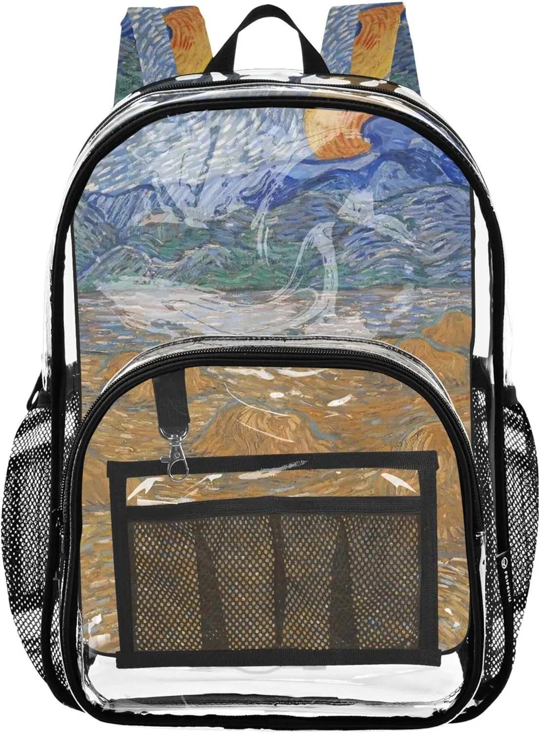Travel Clear Backpack Floral Girls Backpack Kids Boys Large Plastic Approved Bag Vincent Vangogh Wheat Field