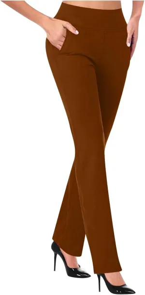 Trousers Pants for Women Dressy Casual High Waist Petite Suit Pants Trendy Formal Business Work Yoga Long Pants with Pockets