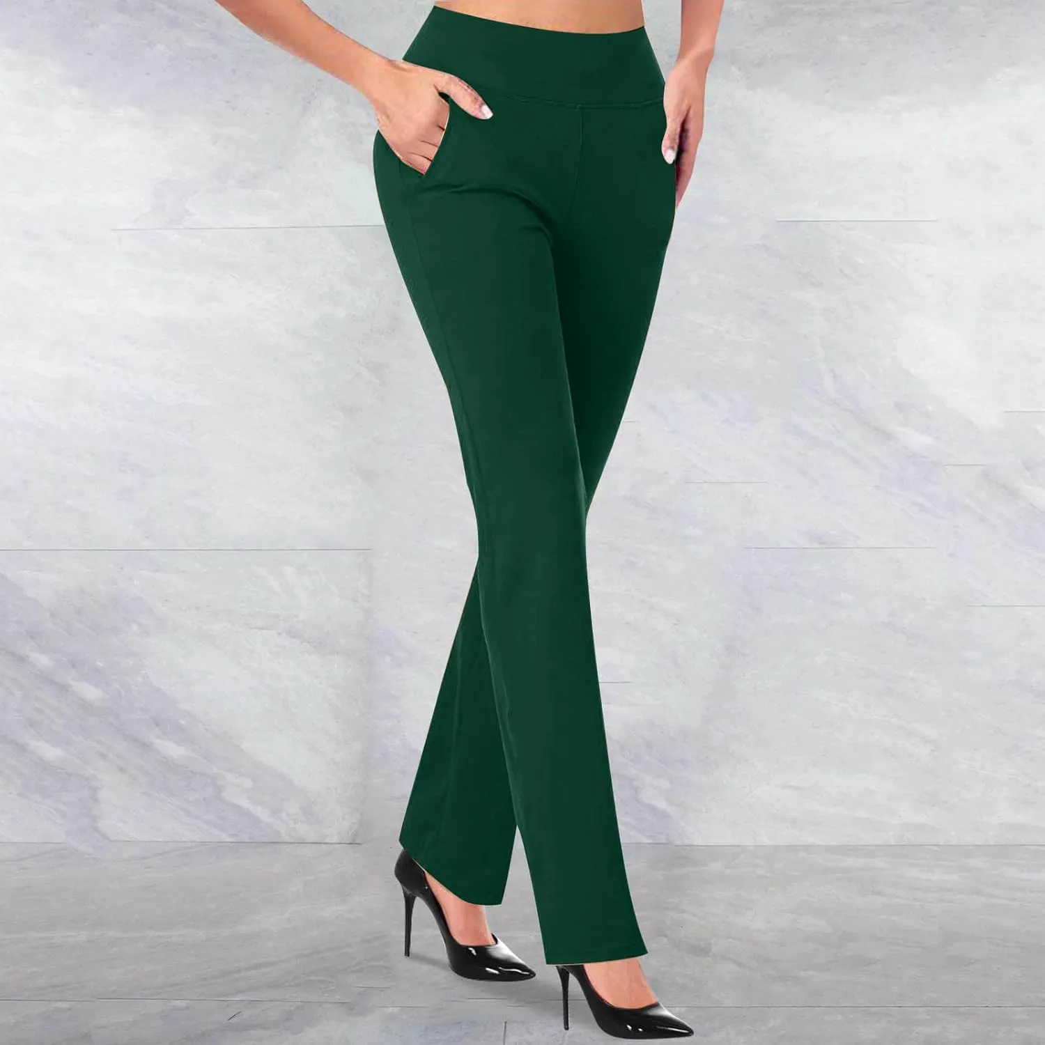 Trousers Pants for Women Dressy Casual High Waist Petite Suit Pants Trendy Formal Business Work Yoga Long Pants with Pockets