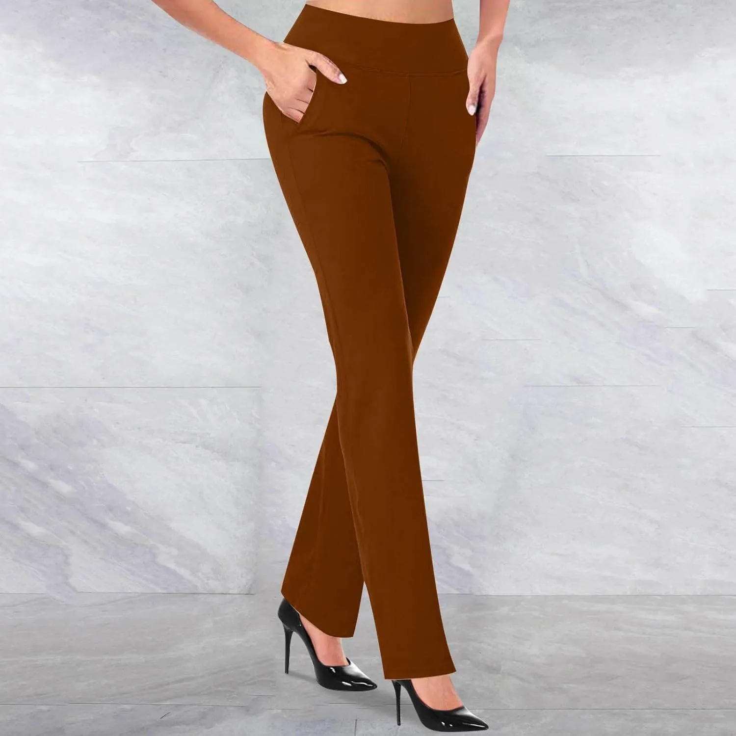 Trousers Pants for Women Dressy Casual High Waist Petite Suit Pants Trendy Formal Business Work Yoga Long Pants with Pockets