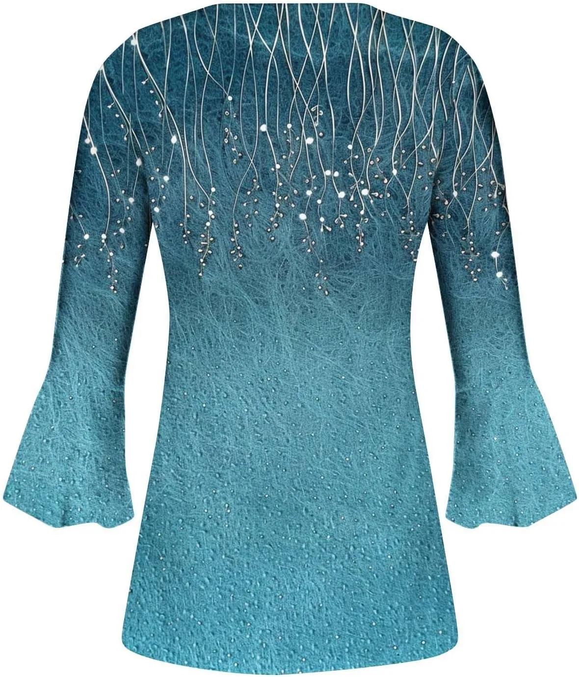 Tunic Henley Tops for Womens 2025 Trendy Boho Floral Print Tunics Shirts 3/4 Bell Sleeve Button V Neck Tshirt Blouses