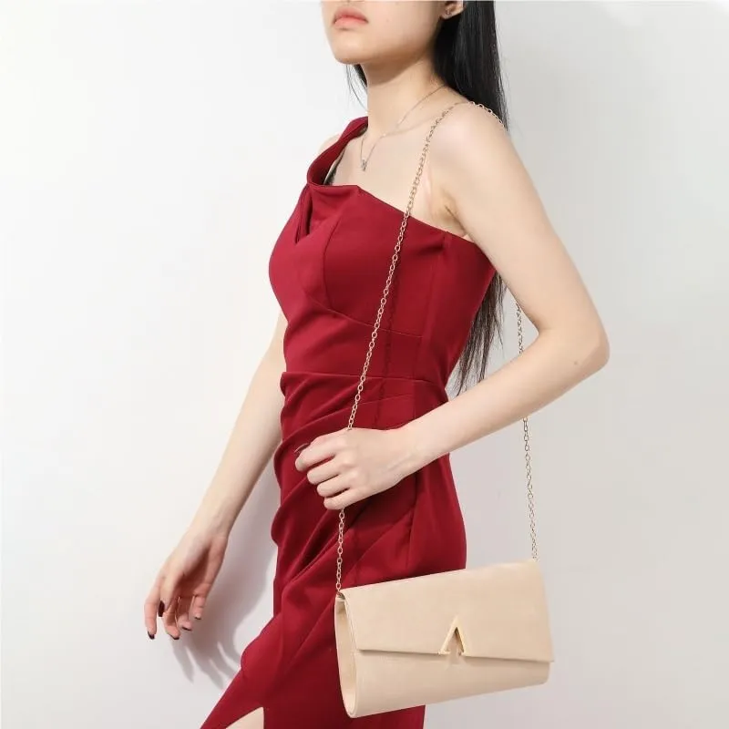 Velvet Simple Evening Bag Removable Chain Clutch Purses