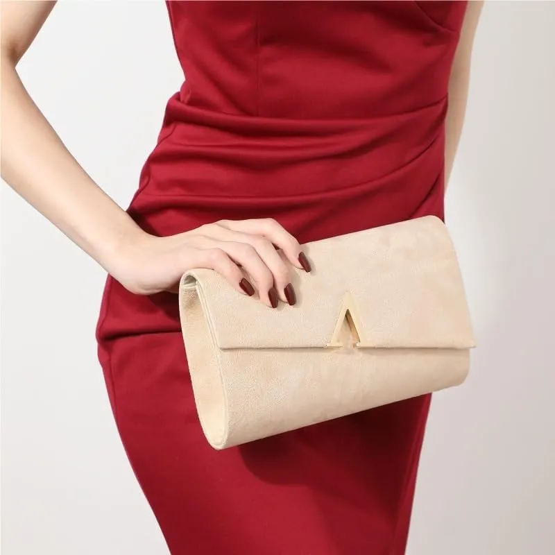 Velvet Simple Evening Bag Removable Chain Clutch Purses
