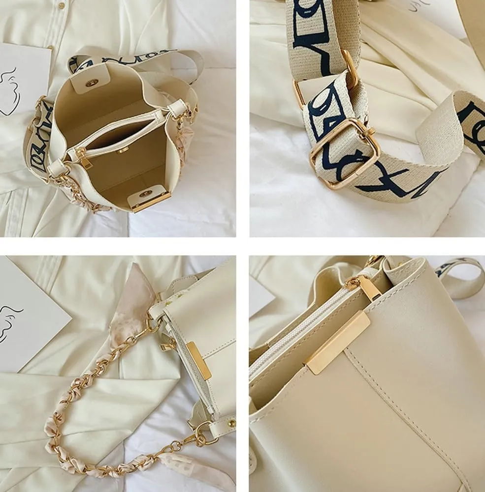 Ventilate Bucket Bags for Women Casual Cross Body Bags with Large Capacity Soft PU material Shoulder Bag for Daily