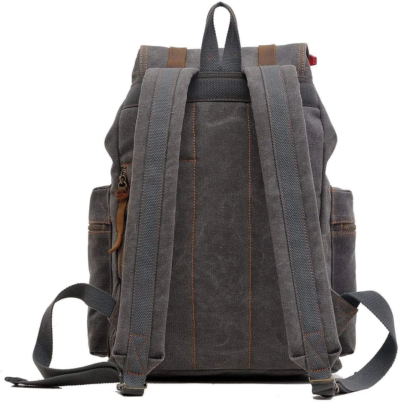 Vintage Canvas Backpack Leather Rucksack Knapsack Unisex Casual Backpack 17inch Laptop Backpack Hiking Bag(L-Coffee)