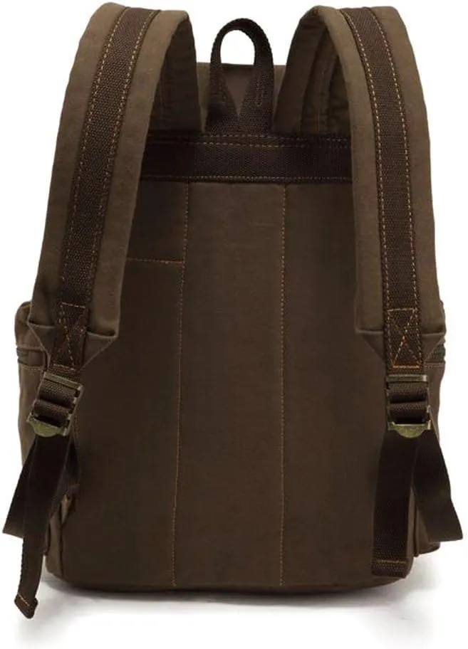 Vintage Canvas Backpack Leather Rucksack Knapsack Unisex Casual Backpack 17inch Laptop Backpack Hiking Bag(L-Coffee)