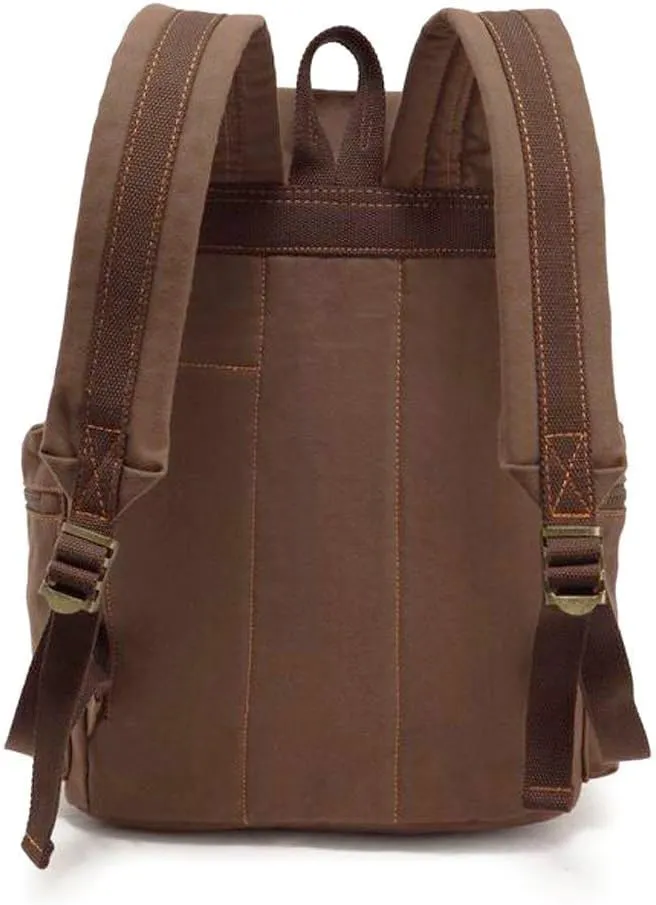 Vintage Canvas Backpack Leather Rucksack Knapsack Unisex Casual Backpack 17inch Laptop Backpack Hiking Bag(L-Coffee)