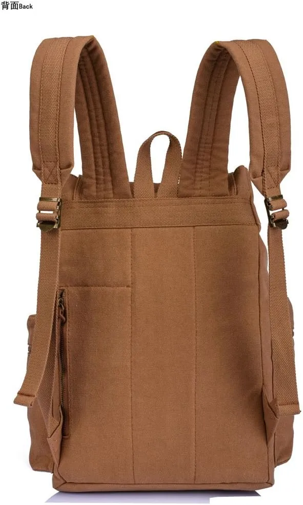 Vintage Canvas Backpack Leather Rucksack Knapsack Unisex Casual Backpack 17inch Laptop Backpack Hiking Bag(L-Coffee)