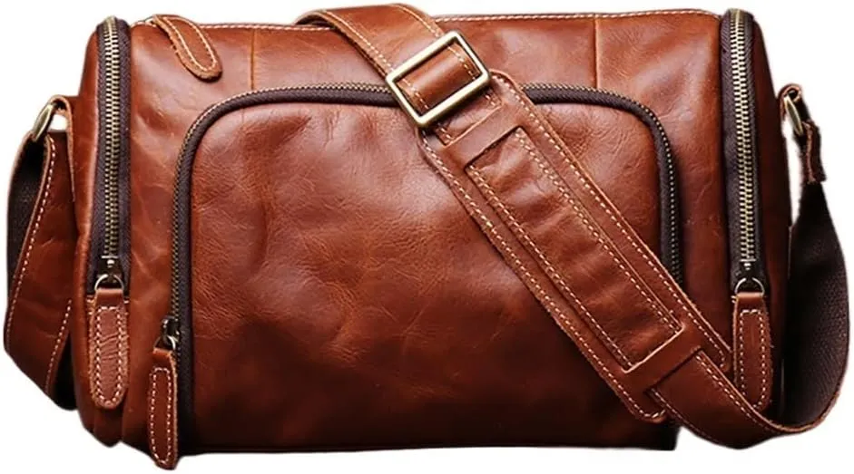 Vintage Crossbody Bag Leather Men's Shoulder Messenger Man Bags For 9.7Inch