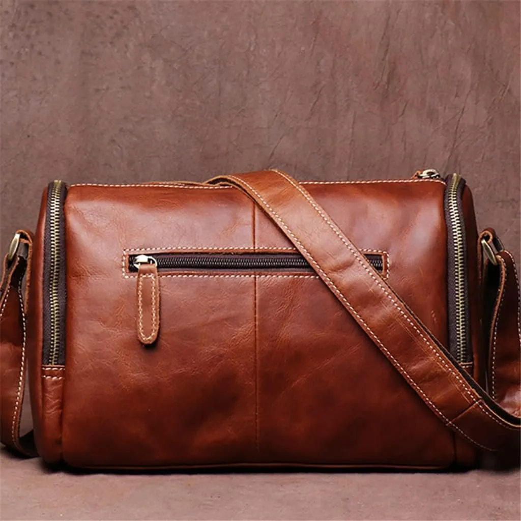 Vintage Crossbody Bag Leather Men's Shoulder Messenger Man Bags For 9.7Inch